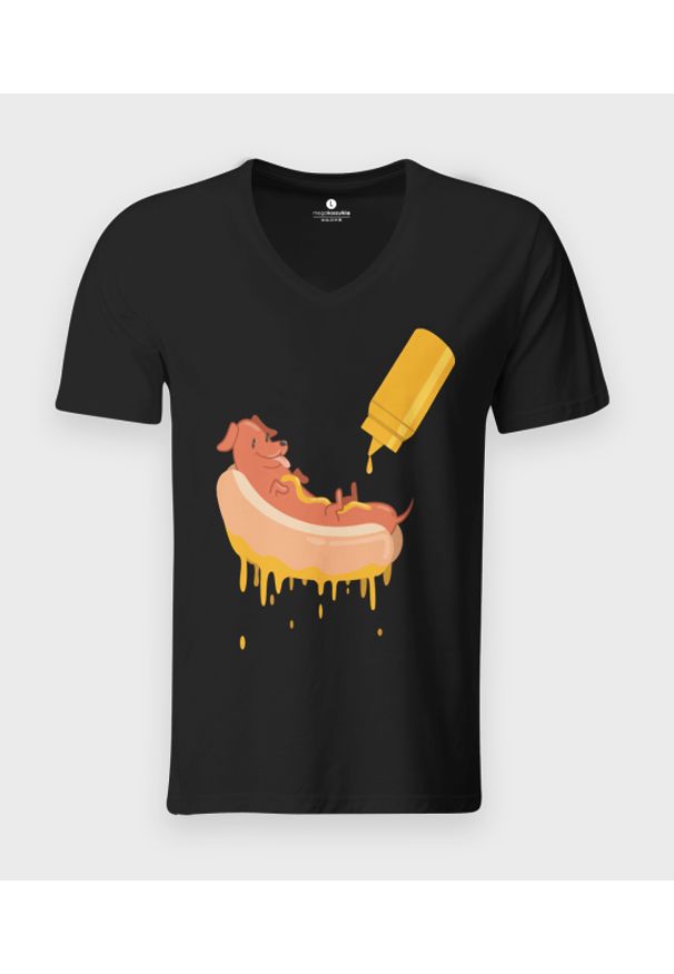 MegaKoszulki - Koszulka męska v-neck Hot dog. Materiał: skóra, bawełna, materiał. Styl: klasyczny