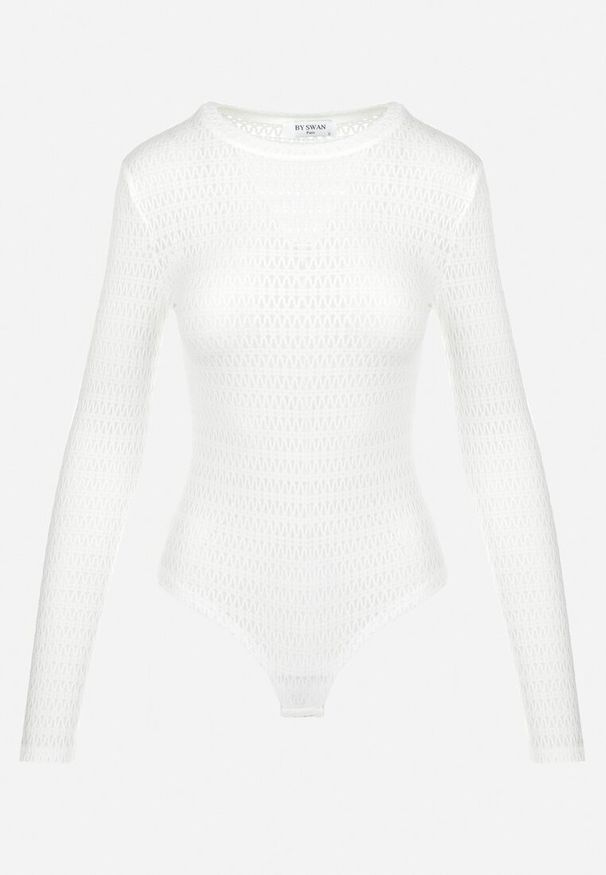 Born2be - Białe Body Ażurowe z Długim Rękawem Sedellel. Kolor: biały. Materiał: bawełna, dzianina. Długość rękawa: długi rękaw. Długość: długie. Wzór: ażurowy