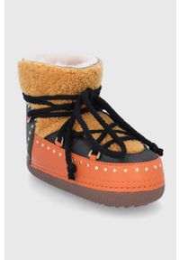Inuikii Śniegowce skórzane kolor pomarańczowy. Nosek buta: okrągły. Zapięcie: sznurówki. Kolor: pomarańczowy. Materiał: skóra #5