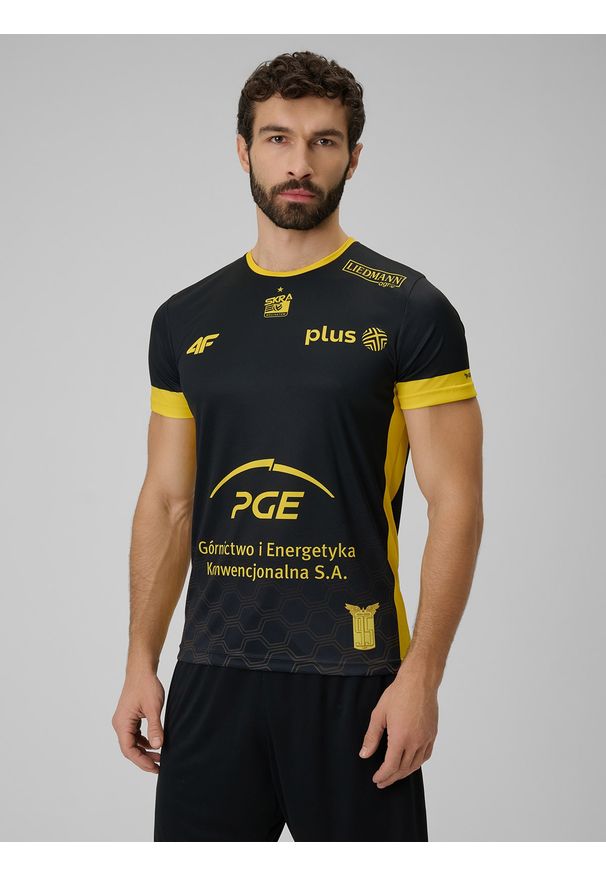 4f - 4F Koszulka meczowa replika wyjazdowa z sezonu 2025/26 męska 4F x Skra Bełchatów - czarna M. Kolor: czarny. Materiał: dzianina, materiał. Wzór: nadruk