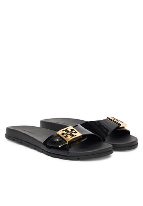 Tory Burch Klapki Buckle Slide 157872 Czarny. Kolor: czarny. Materiał: skóra
