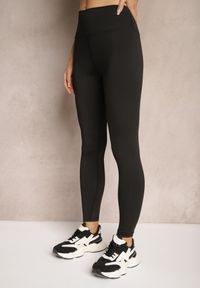 Renee - Czarne Sportowe Legginsy High Waist z Małym Ozdobnym Znaczkiem Lerilane. Stan: podwyższony. Kolor: czarny. Styl: sportowy #5