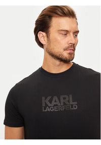 Karl Lagerfeld - KARL LAGERFELD T-Shirt 755077 544252 Czarny Regular Fit. Typ kołnierza: dekolt w karo. Kolor: czarny. Materiał: bawełna #4