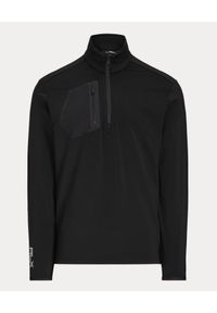 Ralph Lauren - RALPH LAUREN - Czarna bluza z logo. Typ kołnierza: polo. Kolor: czarny. Materiał: tkanina. Długość rękawa: długi rękaw. Długość: długie
