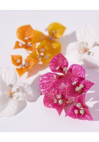AQUAZZURA - Klipsy z kryształami Bougainvillea. Materiał: pozłacane, metalowe. Kolor: różowy, wielokolorowy, fioletowy. Wzór: kwiaty. Kamień szlachetny: kryształ #5