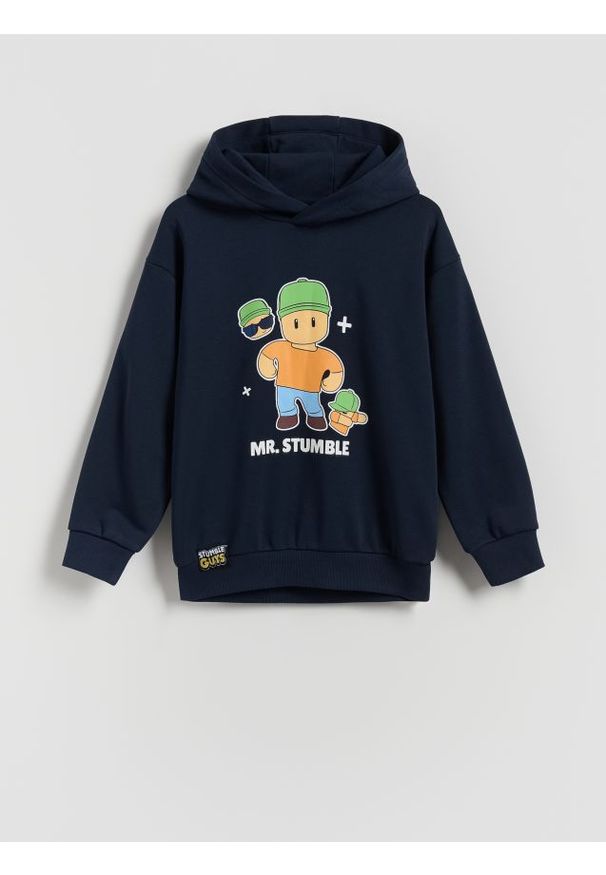 Reserved - Bluza z kapturem Stumble Guys - granatowy. Typ kołnierza: kaptur. Kolor: niebieski. Materiał: dzianina, bawełna