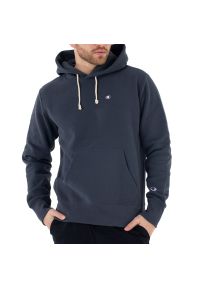 Bluza Champion Reverse Weave Fleece Hoodie 217976-BS551 - granatowa. Kolor: niebieski. Materiał: poliester, tkanina, bawełna. Wzór: aplikacja. Styl: klasyczny #1