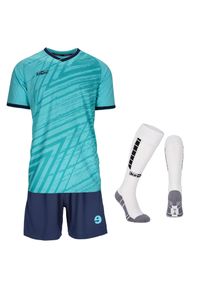 KEEZA - Komplet piłkarski Keeza Aqua. Kolor: niebieski. Sport: piłka nożna