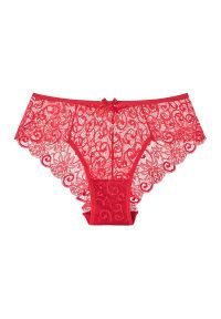 Intica - Majtki brazyliany z delikatnej koronki Bertina. Kolor: czerwony. Materiał: koronka. Wzór: koronka