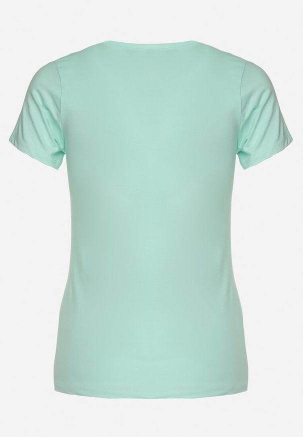 Born2be - Miętowy T-shirt Bawełniany z Nadrukiem Rusolia. Okazja: do pracy, na co dzień, na spotkanie biznesowe. Kolor: miętowy. Materiał: bawełna. Wzór: nadruk. Styl: biznesowy, klasyczny, casual