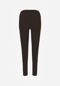 Renee - Brązowe Legginsy Basic z Modelującą Wstawką w Pasie Liacan. Okazja: na co dzień. Kolor: brązowy. Długość: krótkie. Styl: casual #2