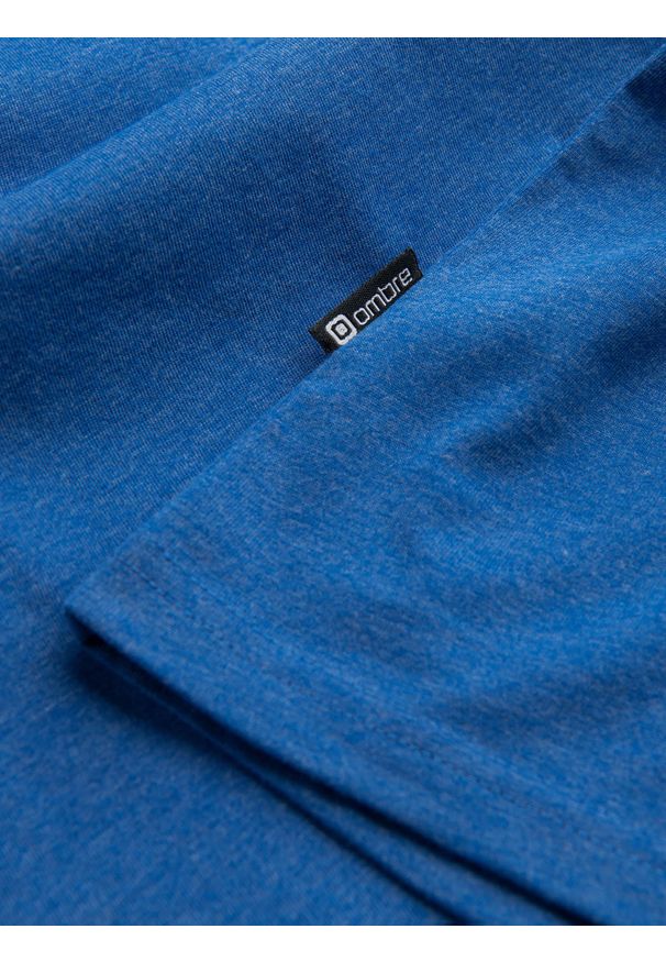 Ombre Clothing - Męski t-shirt z okrągłym rozpinanym dekoltem henley – niebieski V2. Okazja: na co dzień. Typ kołnierza: typu henley. Kolor: niebieski. Materiał: poliester, bawełna. Styl: casual