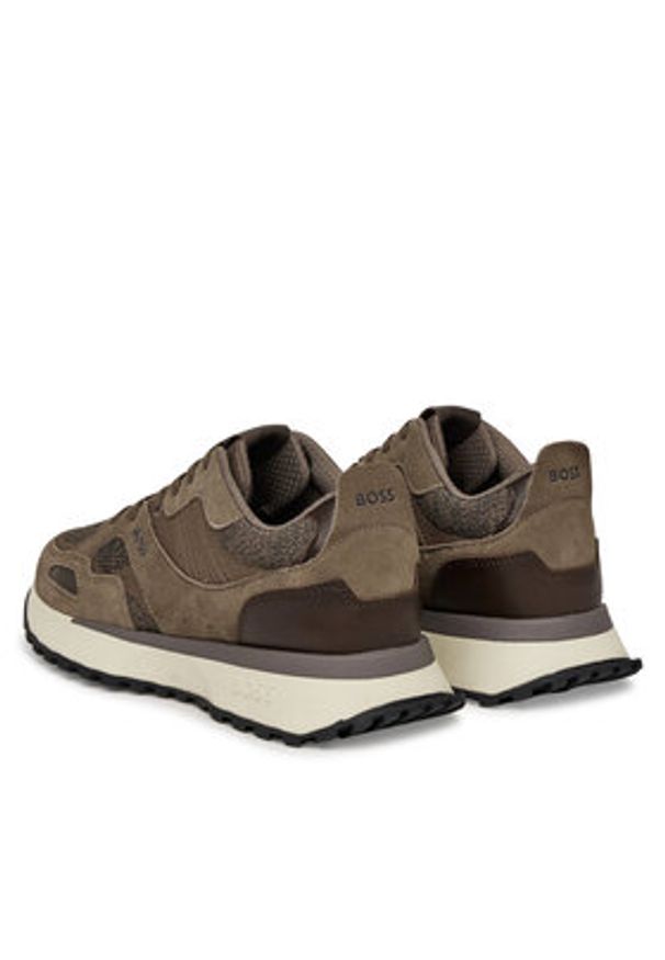 BOSS Sneakersy Jonah 50542119 Brązowy. Kolor: brązowy. Materiał: skóra, zamsz