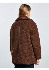 Big-Star - Bluza damska z imitacji baranka brązowa Anabela 804. Okazja: na co dzień. Kolekcja: plus size. Kolor: brązowy. Materiał: jeans, materiał, dzianina. Wzór: aplikacja. Styl: casual, elegancki #4