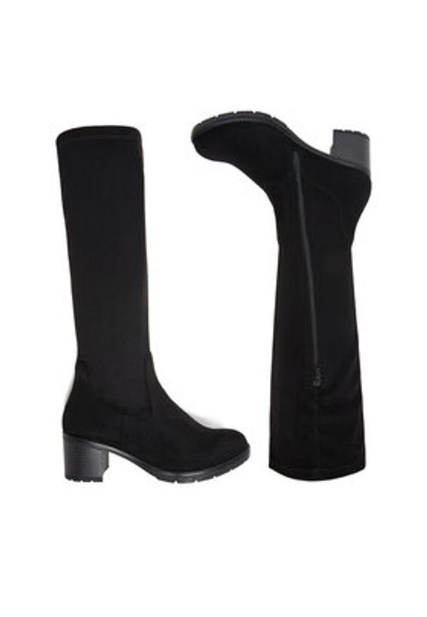 Remonte Kozaki D2A76-00 Czarny. Kolor: czarny. Materiał: materiał