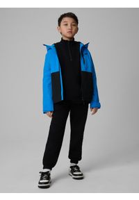 4f - 4F Kurtka membrana 5000 chłopięca - czarna 128 (7-8 lat). Okazja: na co dzień. Kolor: czarny. Materiał: skóra, materiał. Sezon: lato. Styl: casual #2