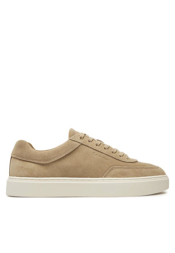 Calvin Klein Sneakersy Lace Up Suede HM0HM01792 Beżowy. Kolor: beżowy. Materiał: zamsz, skóra