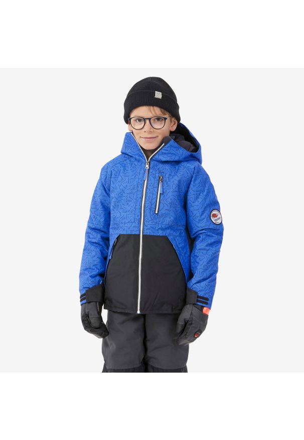 WEDZE - Kurtka snowboardowa dla dzieci Dreamscape SNB 500 ziprotec. Kolor: niebieski. Materiał: materiał, puch. Długość: długie. Sezon: zima. Sport: snowboard