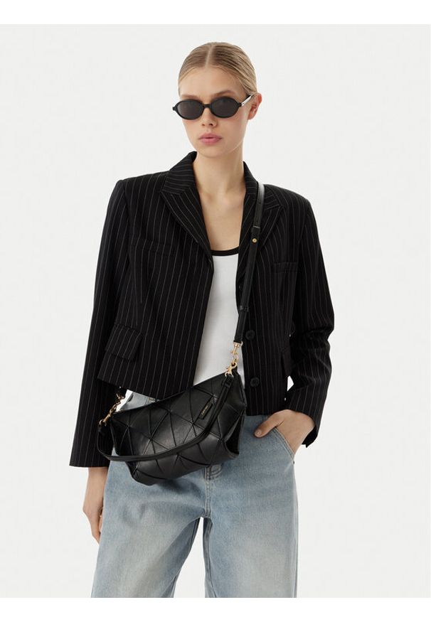 Calvin Klein Torebka Woven LV04F3546G Czarny. Kolor: czarny. Materiał: skórzane