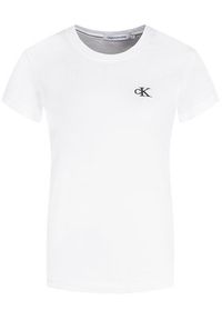 Calvin Klein Jeans T-Shirt J20J212883 Biały Slim Fit. Kolor: biały. Materiał: bawełna