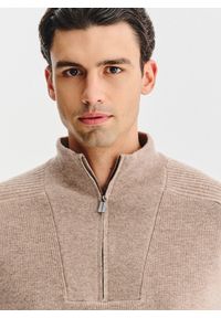 Pako Lorente - PAKO LORENTE - Beżowy sweter z rozpinaną stójką. Okazja: na co dzień. Typ kołnierza: kołnierzyk stójkowy. Kolor: beżowy, niebieski. Materiał: wełna, poliamid. Sezon: jesień. Styl: casual #10