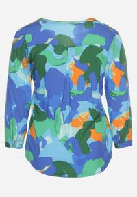 Born2be - Zielono-Granatowa Bluzka Koszulowa z Wiskozy z Abstrakcyjnym Wzorem Scantha. Kolor: zielony. Materiał: wiskoza #5
