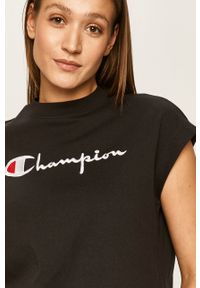 Champion - T-shirt. Okazja: na co dzień. Kolor: czarny. Materiał: dzianina. Wzór: aplikacja. Styl: casual #3