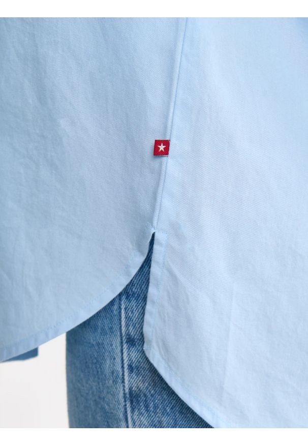Big-Star - Koszula damska oversize niebieska Lamesa 400. Okazja: na co dzień. Typ kołnierza: kołnierzyk klasyczny. Kolor: niebieski. Materiał: bawełna. Styl: casual, klasyczny