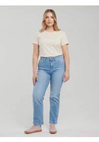 Big-Star - Koszulka damska z kontrastowym wykoŅczeniem kremowa Bessa 103. Kolor: biały. Materiał: jeans, dzianina. Wzór: nadruk. Sezon: lato. Styl: klasyczny, elegancki #8