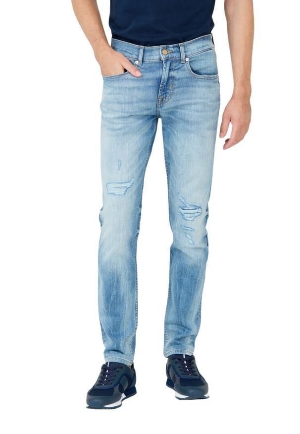 7 FOR ALL MANKIND Niebieskie jeansy Slimmy Tapered. Kolor: niebieski