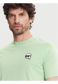 Karl Lagerfeld - KARL LAGERFELD T-Shirt 755710 552224 Zielony Regular Fit. Typ kołnierza: dekolt w karo. Kolor: zielony. Materiał: bawełna #5