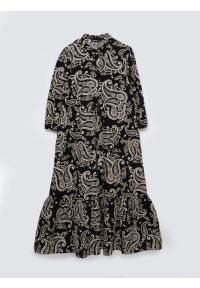 Big-Star - Sukienka damska midi ze wzorem paisley czarna Mazekin 907. Okazja: na co dzień. Kolor: czarny. Wzór: paisley. Typ sukienki: proste. Styl: casual, elegancki, boho, klasyczny. Długość: midi #3