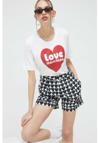 Love Moschino t-shirt bawełniany kolor biały. Okazja: na co dzień. Kolor: biały. Materiał: bawełna. Wzór: nadruk. Styl: casual #2
