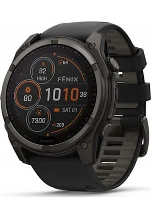 GARMIN - Zegarek sportowy Garmin Garmin fēnix® 8 – 51mm Solar Sapphire carbon gray DLC titanium with black/pebble gray silicone. Styl: sportowy