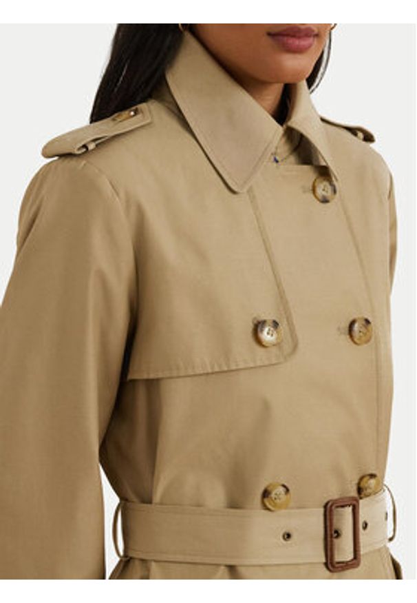 Lauren Ralph Lauren - LAUREN RALPH LAUREN Trencz 297967122002 Beżowy Regular Fit. Kolor: beżowy. Materiał: bawełna