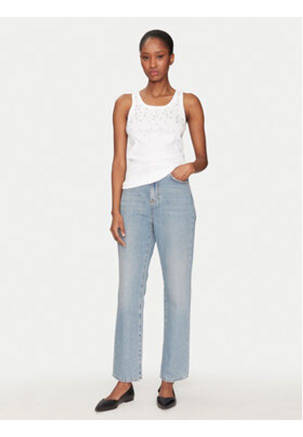 Marella Top Minorca1 2513941154 Biały Slim Fit. Kolor: biały. Materiał: bawełna