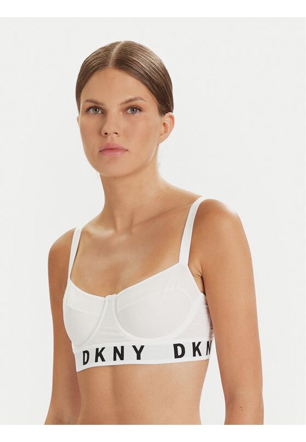 DKNY Biustonosz z fiszbiną DK4521 Biały. Kolor: biały. Materiał: bawełna