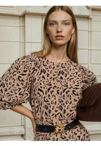 Sinsay - Wiskozowa bluzka koszulowa z bufiastymi rękawami - wielobarwny. Materiał: wiskoza #1