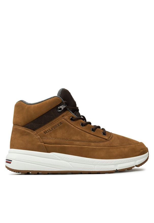 TOMMY HILFIGER - Tommy Hilfiger Sneakersy Hilfiger Warm Nubuck Hybrid B FM0FM05189 Brązowy. Kolor: brązowy. Materiał: skóra