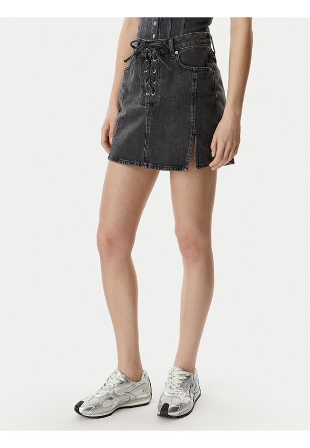 Karl Lagerfeld Jeans Spódnica jeansowa B2W12021 Czarny Regular Fit. Kolor: czarny. Materiał: bawełna