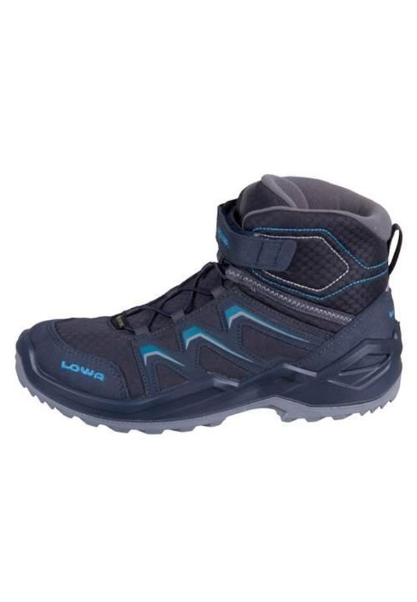 Buty trekkingowe dla dzieci Lowa Maddox Warm Gtx. Wysokość cholewki: za kostkę. Zapięcie: rzepy. Kolor: niebieski. Materiał: materiał. Szerokość cholewki: normalna