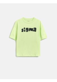 Reserved - Bawełniany t-shirt z nadrukiem - jasnożółty. Kolor: żółty. Materiał: bawełna. Wzór: nadruk #1