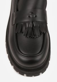 Born2be - Czarne Mokasyny na Grubej Podeszwie z Frędzlami Sewolia. Kolor: czarny. Materiał: jeans #7