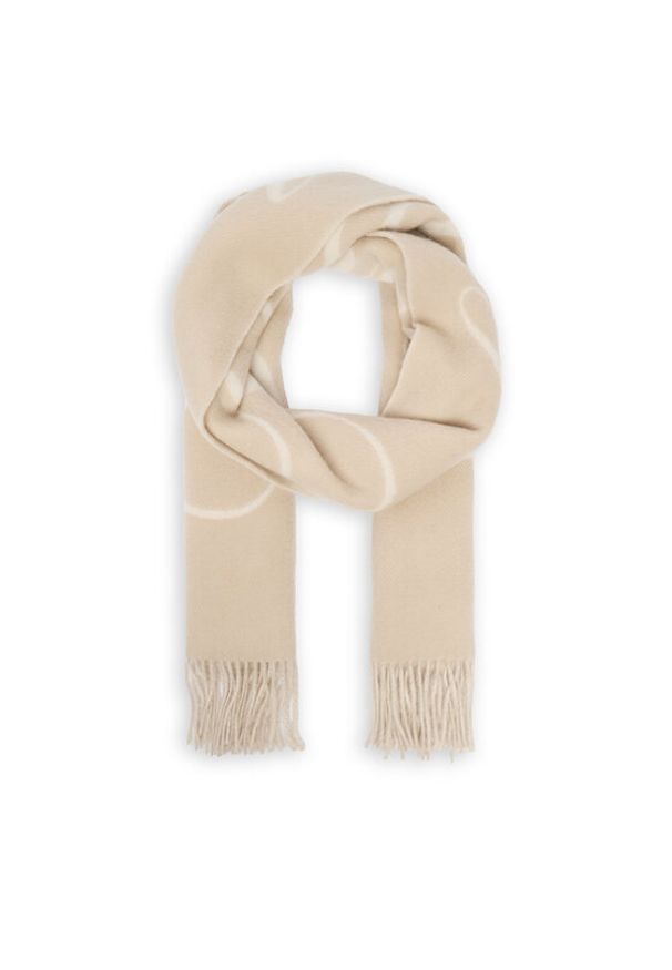 TOMMY HILFIGER - Tommy Hilfiger Szalik Script Logo AW0AW17786 Beżowy. Kolor: beżowy. Materiał: wełna