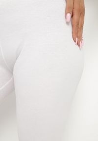Born2be - Białe Bawełniane Legginsy z Gumką w Pasie Mevora. Okazja: na co dzień. Kolekcja: plus size. Kolor: biały. Materiał: bawełna. Styl: klasyczny, casual