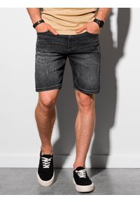 Ombre Clothing - Krótkie spodenki męskie jeansowe - czarne V1 W307 - XXL. Kolor: czarny. Materiał: jeans. Długość: krótkie. Sezon: lato #2
