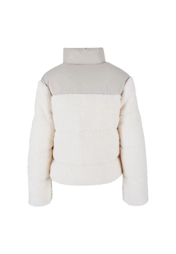 Urban Classics - Krótka Ocieplana Kurtka Damska Sherpa. Kolor: biały, wielokolorowy, beżowy. Długość: krótkie