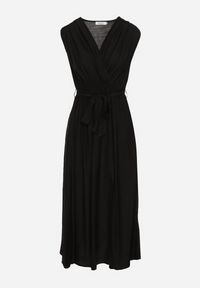 Born2be - Czarna Rozkloszowana Sukienka z Wiskozą Kopertowym Dekoltem i Materiałowym Paskiem w Talii Jenvia. Okazja: na spacer. Typ kołnierza: dekolt kopertowy. Kolor: czarny. Materiał: wiskoza, materiał. Sezon: lato. Typ sukienki: kopertowe. Styl: klasyczny #6