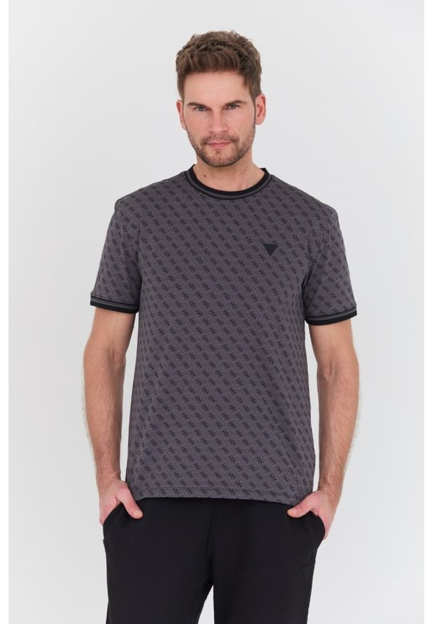 Guess - GUESS Czarny męski t-shirt Marshall, Rozmiar XXL. Kolor: czarny