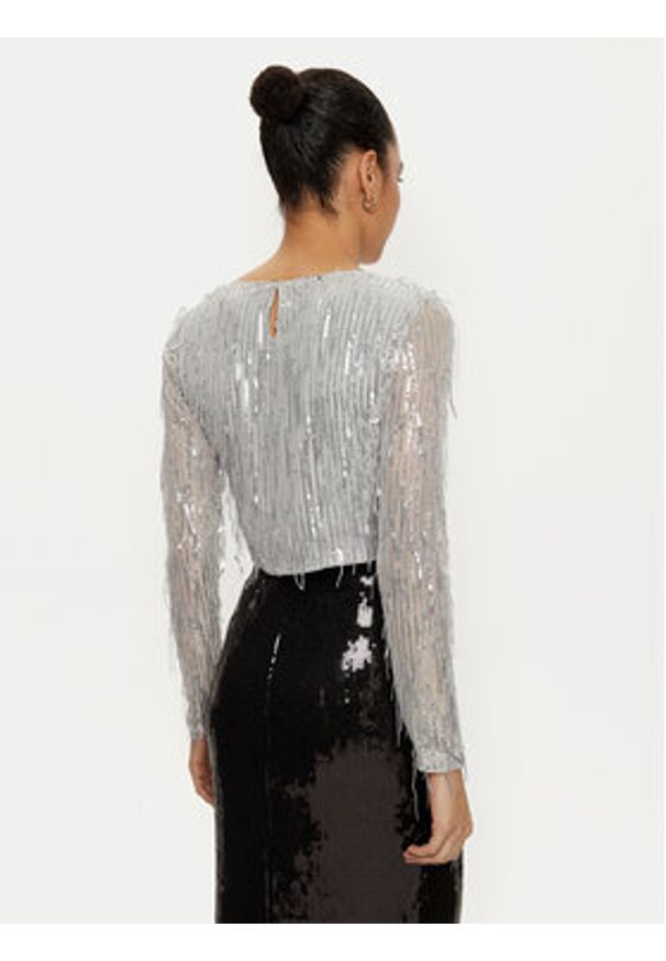only - ONLY Bluzka Spacy 15331803 Srebrny Cropped Fit. Kolor: srebrny. Materiał: syntetyk